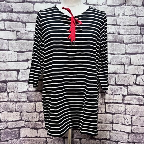 Susan Graver Tops - Susan Graver Navy, White & Red 3/4 Sleeve Blouse Size 1X